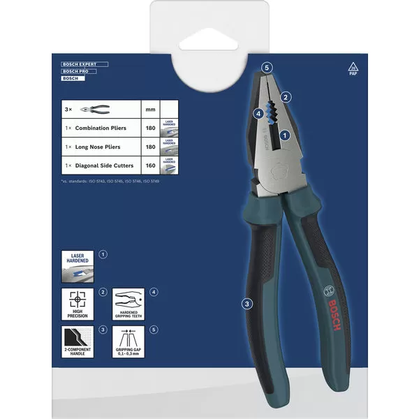Sada kleští s vícesložkovými rukojeťmi, 3 ks Bosch Line
