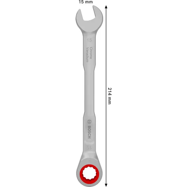 Ráčnový očkoplochý klíč 15 mm Bosch Line