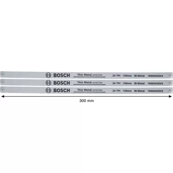 Pilové listy na kov 150 mm, 3 ks, 24 TPI Bosch Line