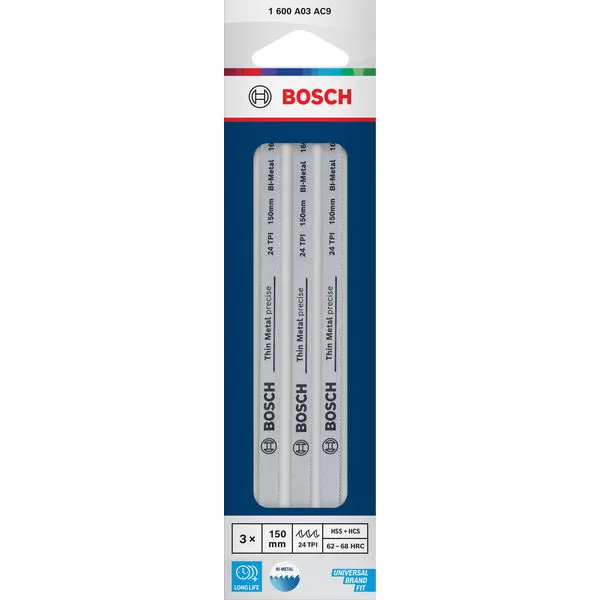 Pilové listy na kov 150 mm, 3 ks, 24 TPI Bosch Line