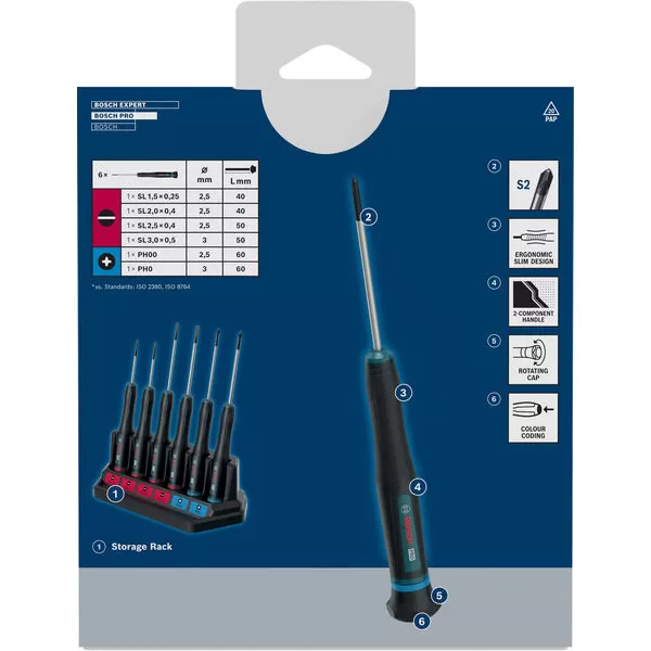 Sada přesných šroubováků PH/SL, 6 ks Bosch PRO