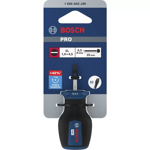 Šroubovák plochý krátký SL 1,0 × 4,5 × 25 mm Bosch PRO