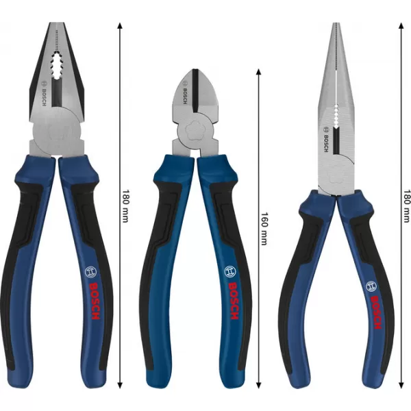 Sada kleští s vícesložkovými rukojeťmi, 3 ks Bosch Line