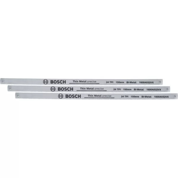 Pilové listy na kov 150 mm, 3 ks, 24 TPI Bosch Line
