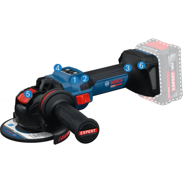 Aku úhlová bruska Bosch EXWX18V-15S EXPERT, 2 x aku 8,0Ah, L-Boxx