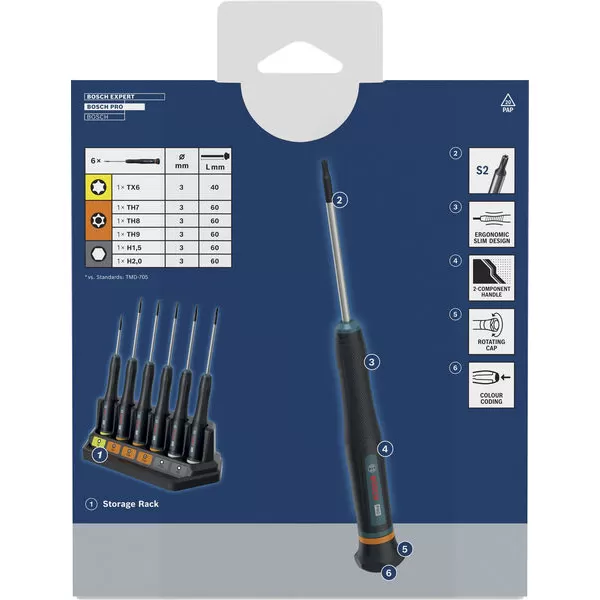 Sada přesných šroubováků TX/TH/H, 6 ks Bosch PRO