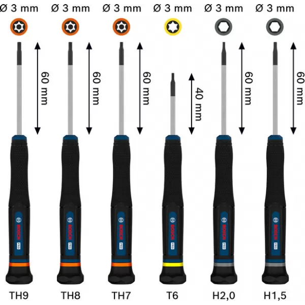 Sada přesných šroubováků TX/TH/H, 6 ks Bosch PRO