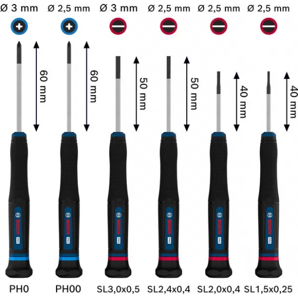 Sada přesných šroubováků PH/SL, 6 ks Bosch PRO