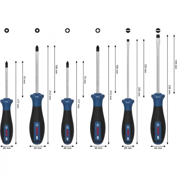 Sada šroubováků PH/PZ/SL, 6 ks Bosch PRO