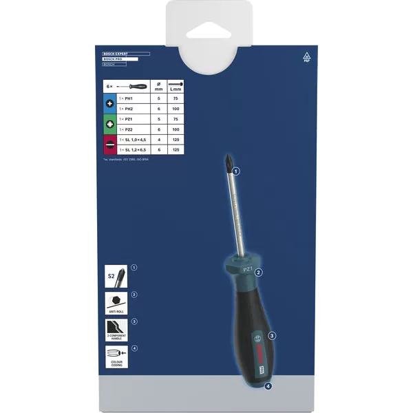 Sada šroubováků PH/PZ/SL, 6 ks Bosch PRO