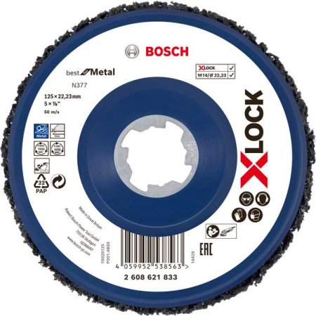 Kotouč leštící Bosch 125mm X-LOCK Cleaning Disc N377 Metal 2608621833
