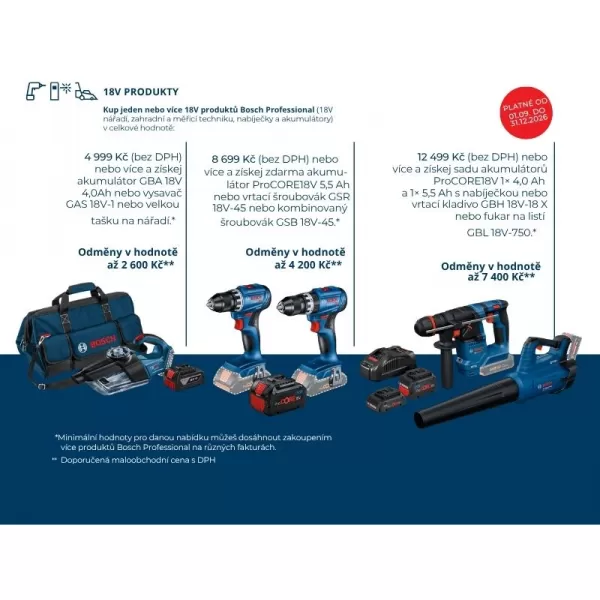 Akce Bosch - Po splnění podmínek a registraci obdržíte akumulátor zdarma, více o akci na: https://www.bosch-professional.com/cz/
